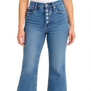 Good American Button Fly Raw Hem Wide-Leg Jeans Size 30